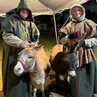Poncho's Pint Size Posse event donkey handlers in Central California